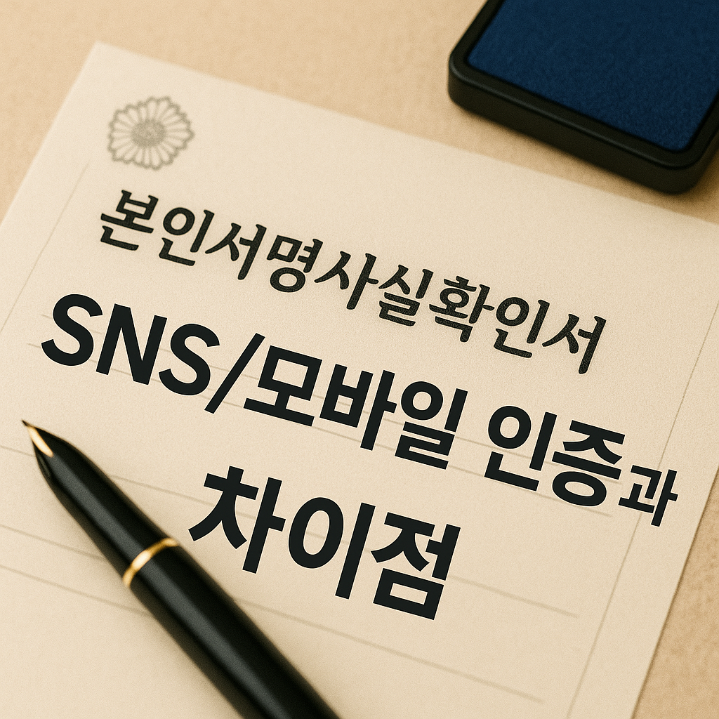 본인서명사실확인서 SNS모바일 인증과의 차이점