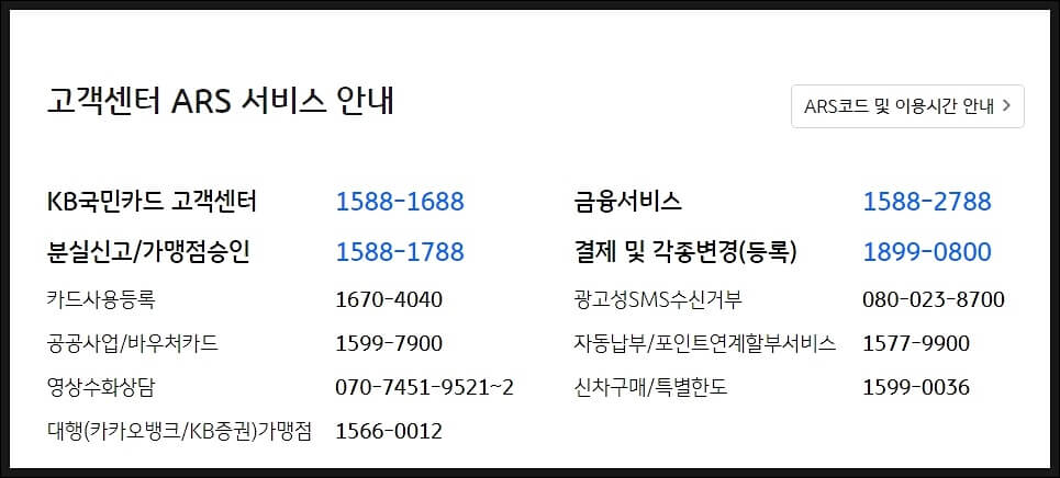 kb카드 고객센터