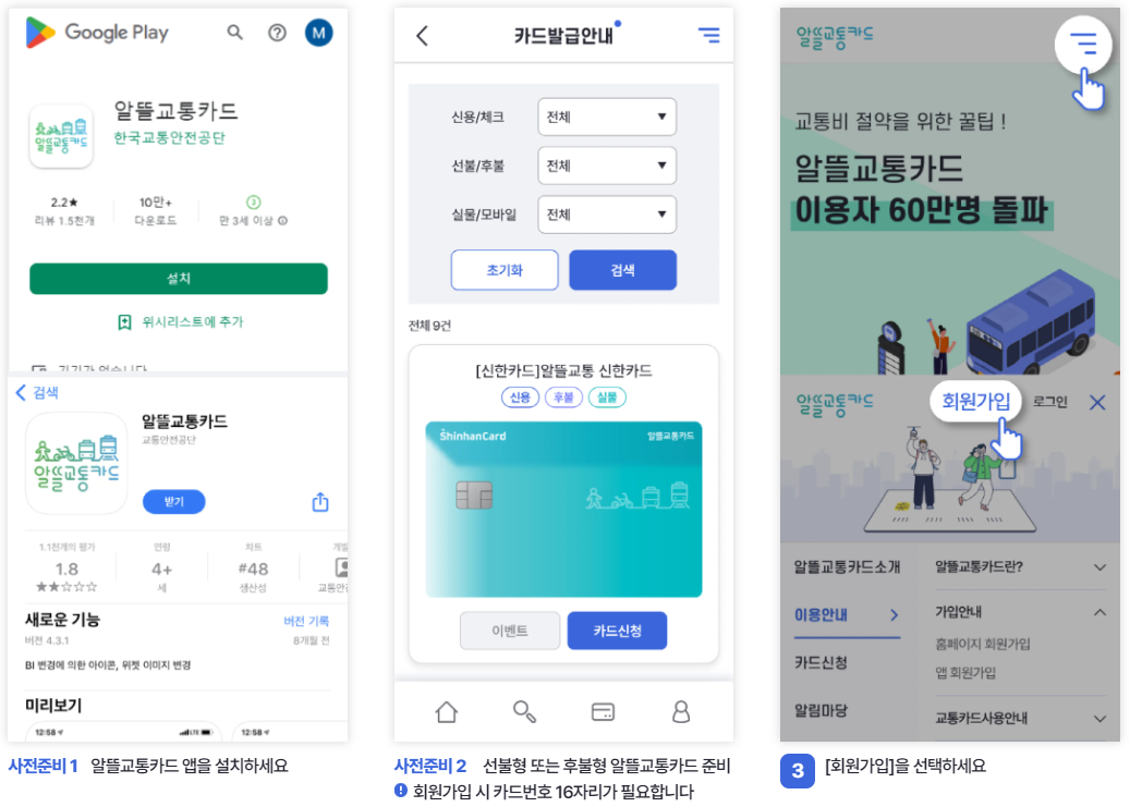 알뜰교통카드 모바일 가입방법