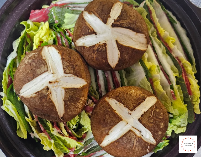 밀푀유나베-모양낸 버섯 올리고 셋팅 마무리