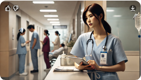 간호사의 직무 갈등을 현실적으로 표현한 이미지