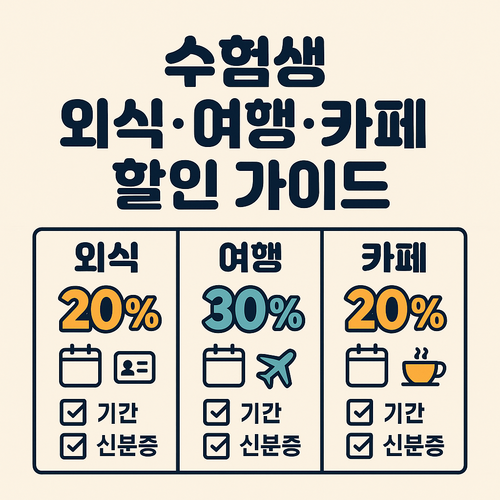 수험생 외식&middot;여행&middot;카페 할인 가이드