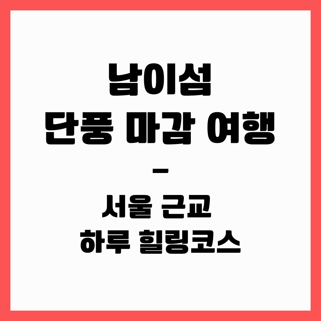 남이섬 단풍 마감 여행 &mdash; 서울 근교 하루 힐링코스