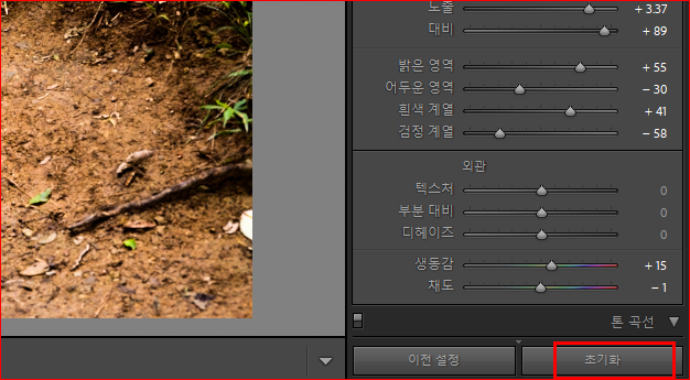 초기화 버튼