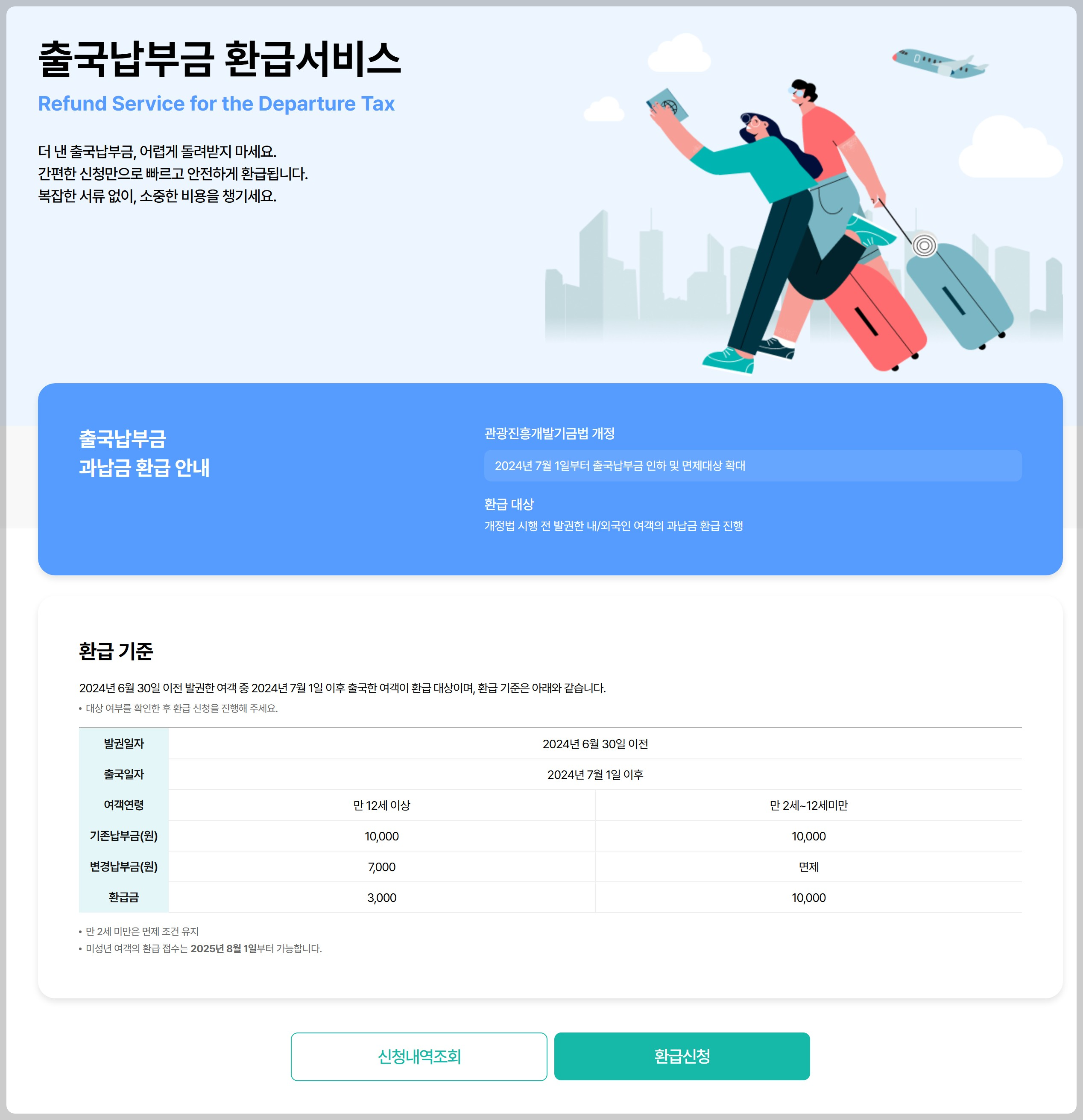 출국납부금 환급서비스 사이트