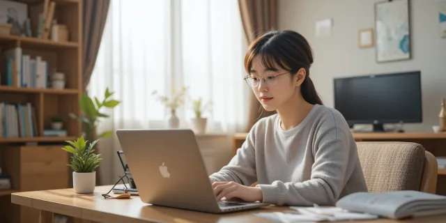와이파이6 환경에서 온라인 강의를 듣는 학생 모습