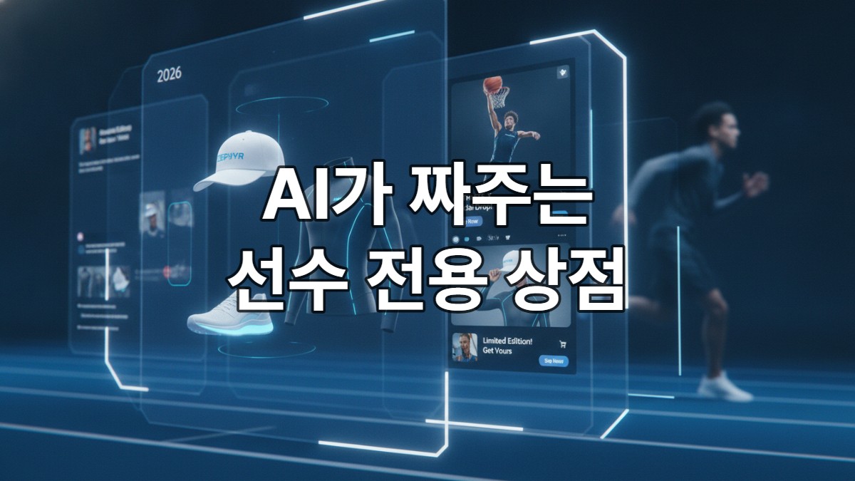 2026년 AI 기반 선수 전용 쇼퍼블 스토어프론트의 미래지향적인 디지털 인터페이스 모습