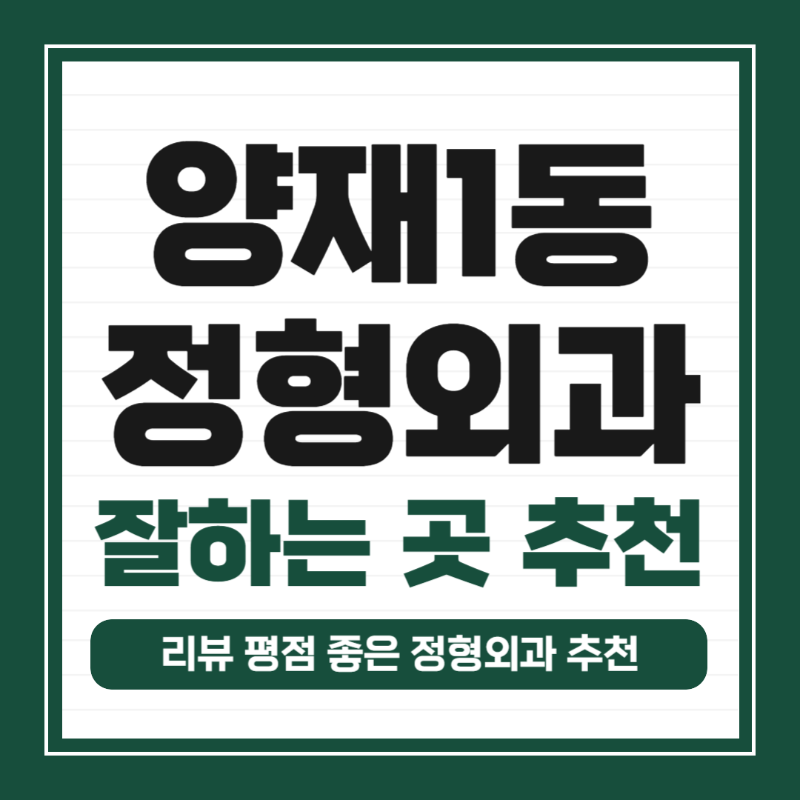 서초구 양재1동 정형외과 유명하고 잘하는 곳 추천 TOP 5