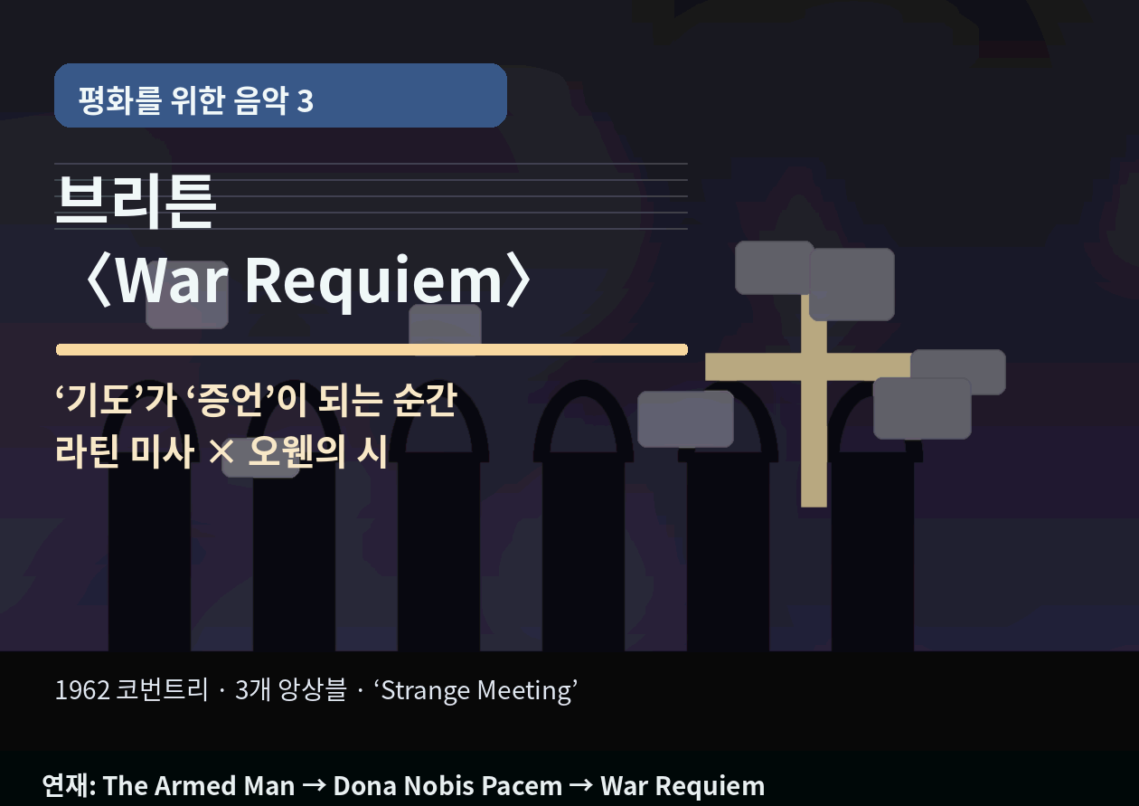 브리튼 <War Requiem>｜"기도"가 "증언"이 되는 순간 - 라틴 미사 x 윌프리드 오웬의 시