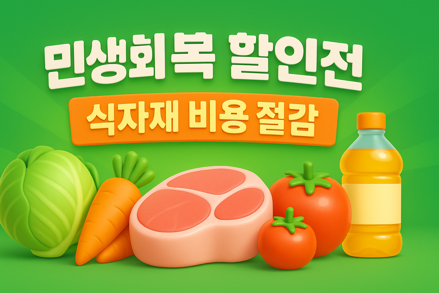 배민상회 민생회복 할인전 이벤트 메인 배너. 식자재 비용 절감 꿀팁이 담겨있다.