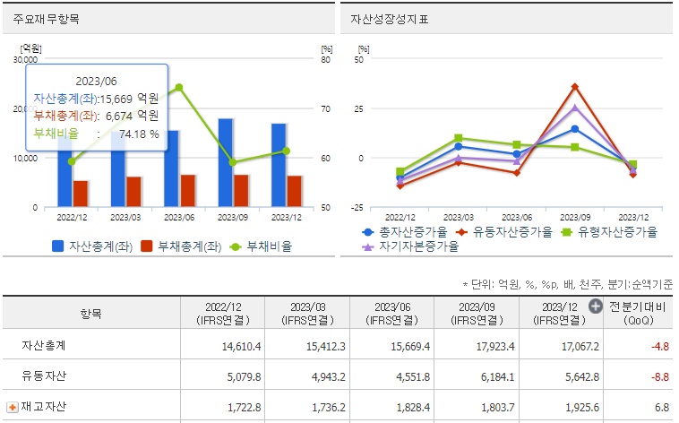 솔루스첨단소재 재무지표
