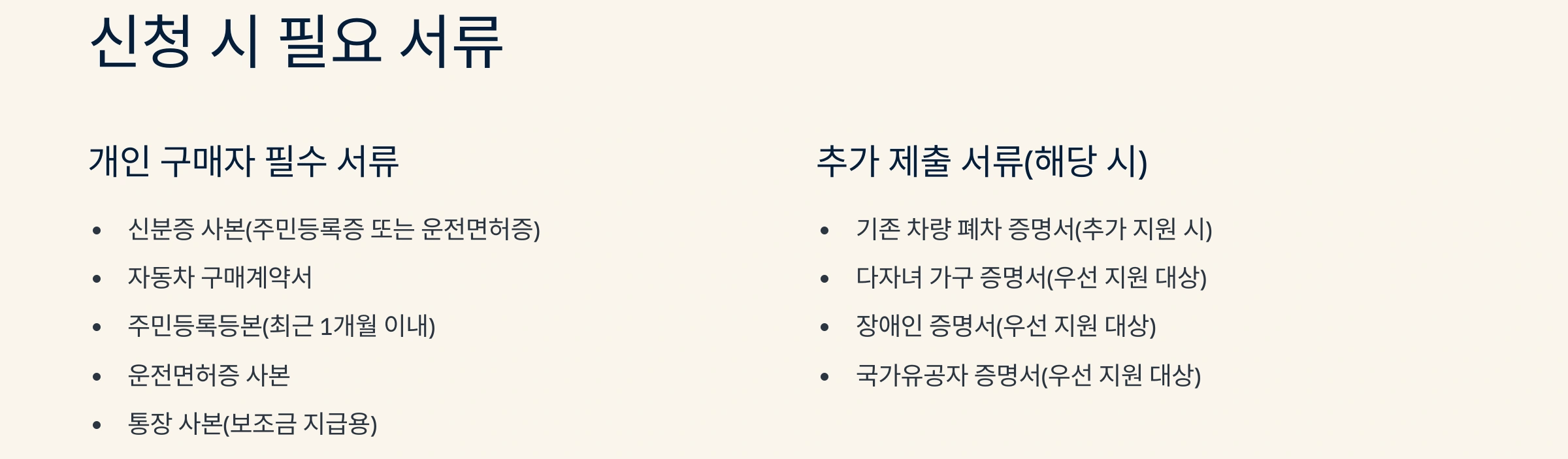 신청시 필요서류