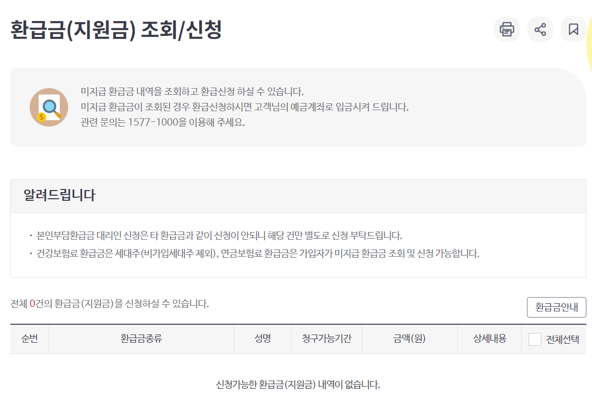 국민건강보험환급금 조회, 신청방법