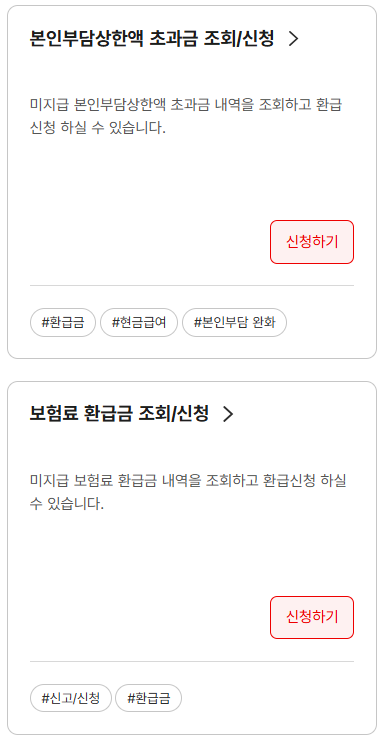 의료비 본인부담금 환급금 조회 및 신청방법