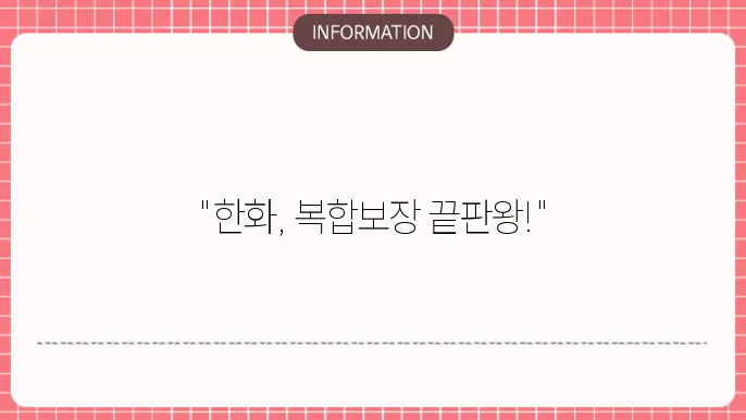 한화 무배당한아름 종합보험의 보장 영역
