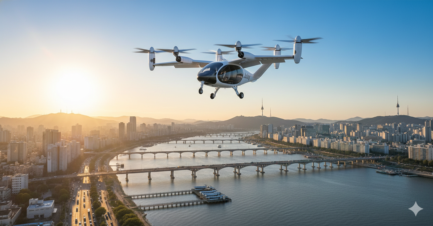 한강위를 가로지르는 UAM