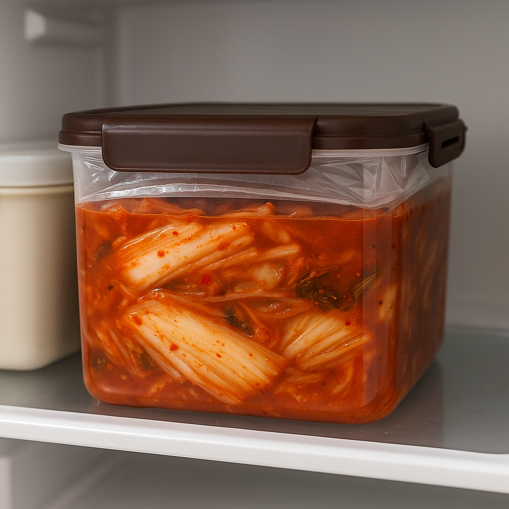 밀폐된 김치통 모습