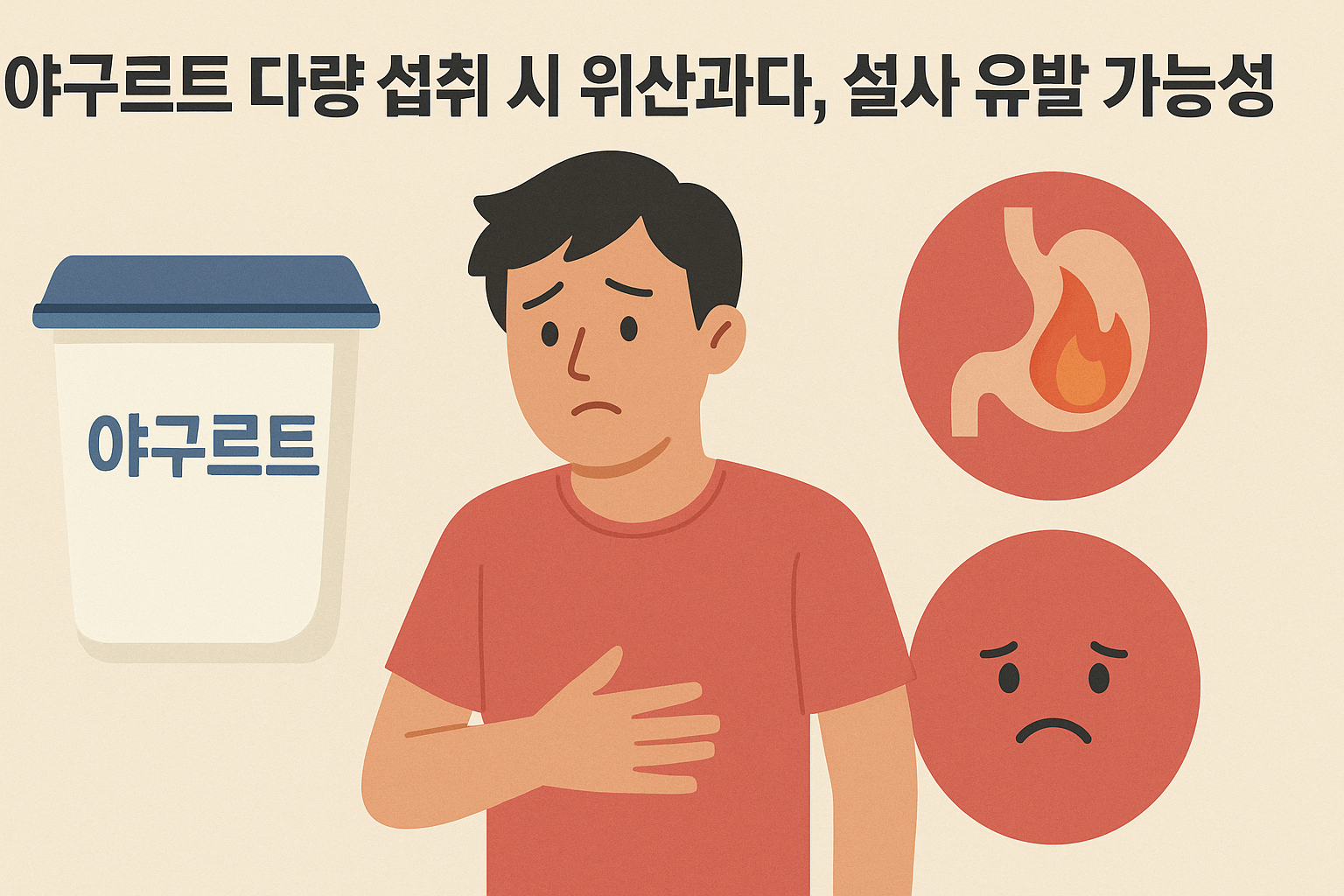 야구르트 다량 섭취 시 위산과다, 설사 유발 가능성