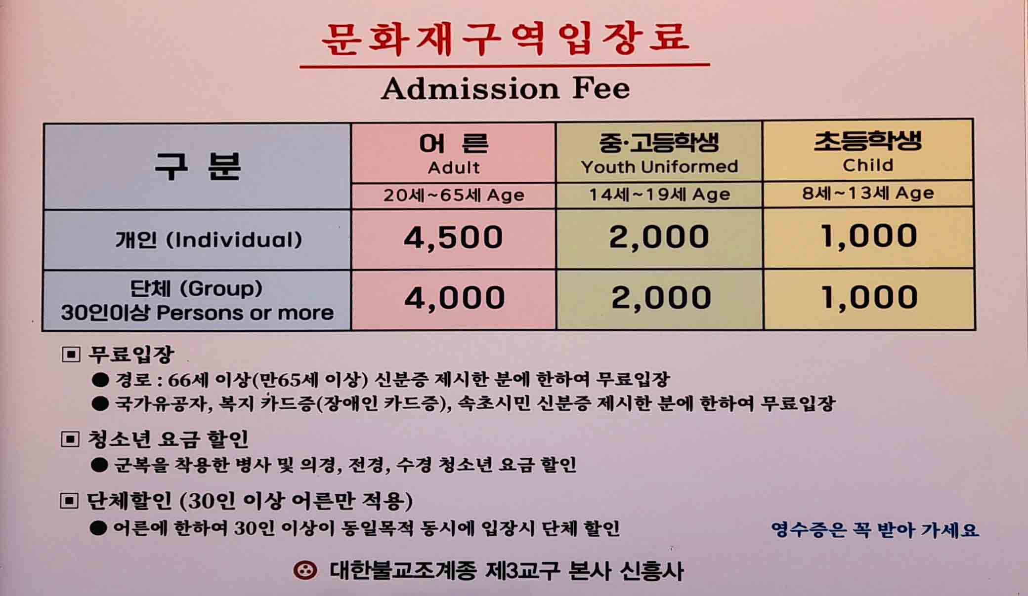 설악산 소공원 입장료