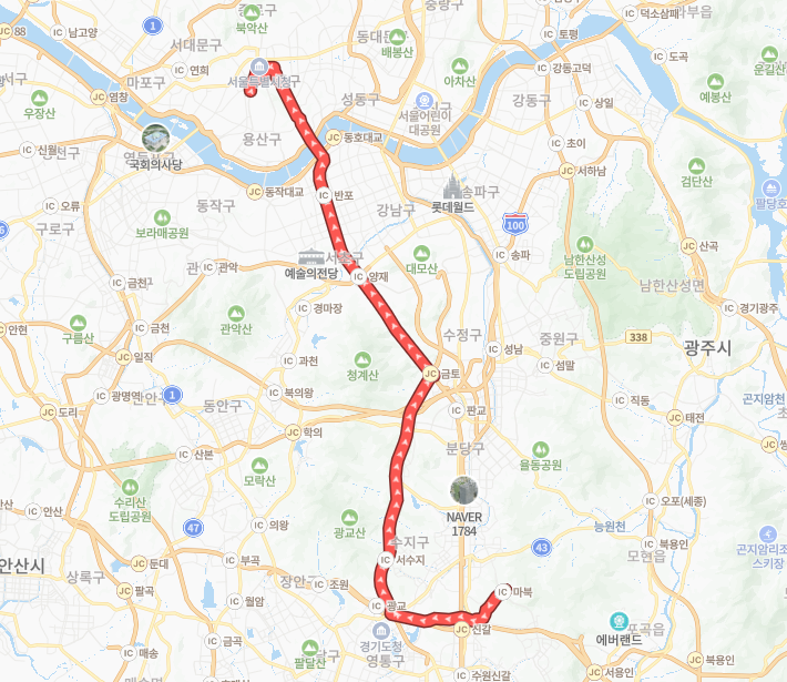 서울-용인-P9211(출근)번-버스-노선-지도