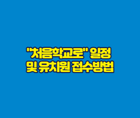 "처음학교로" 일정 및 유치원 접수방법