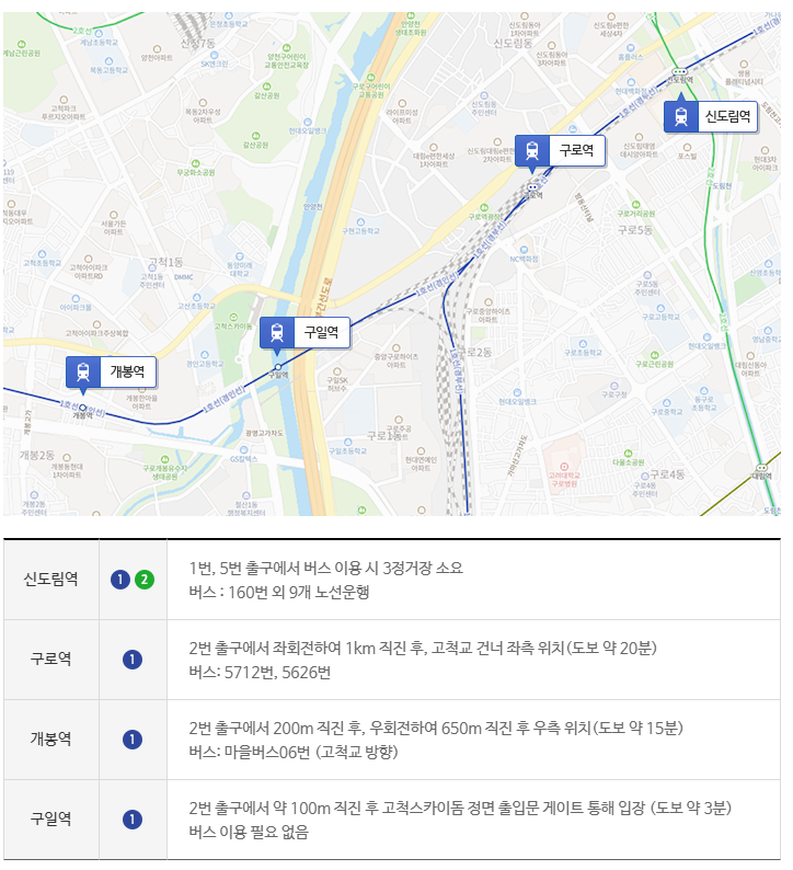 고척스카이돔 오시는길 지도