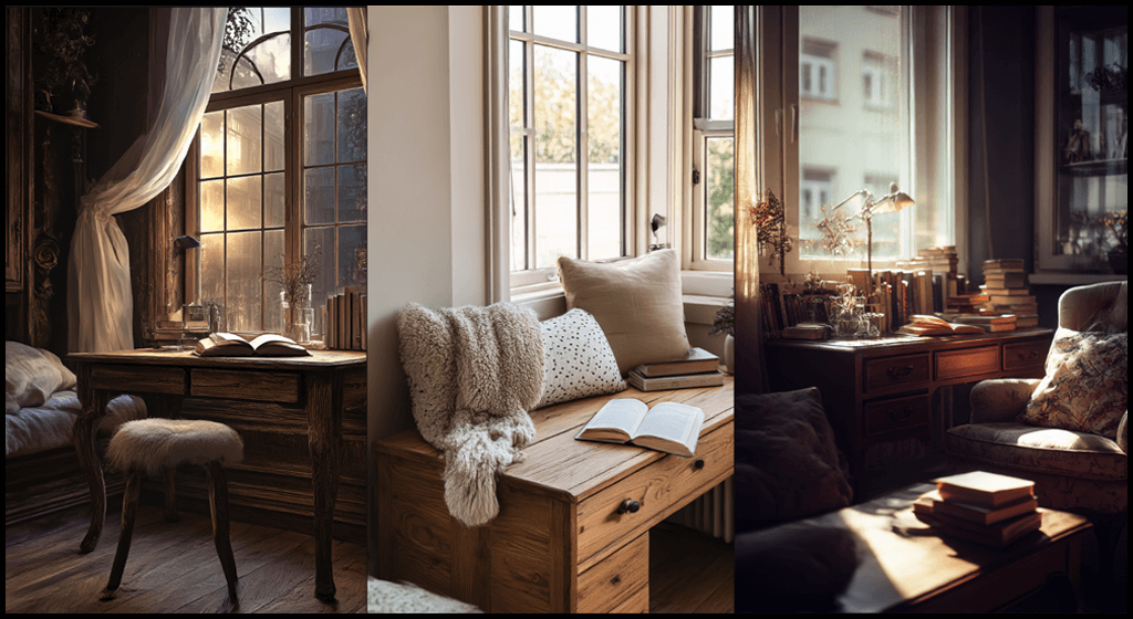 감성 키워드를 기반으로 구성한 창가 독서 공간