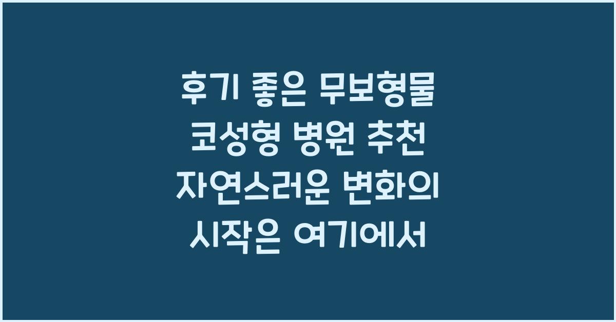 후기 좋은 무보형물 코성형 병원 추천