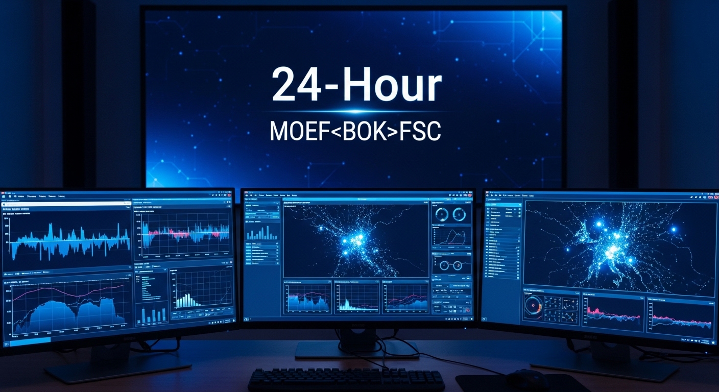 모니터링 체계 이미지, 배경에 '24시간', '기재부·한은·금융위' 텍스트 표시.