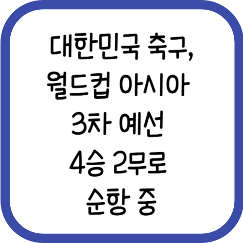 대한민국 축구, 월드컵 아시아 3차 예선 4승 2무로 순항 중