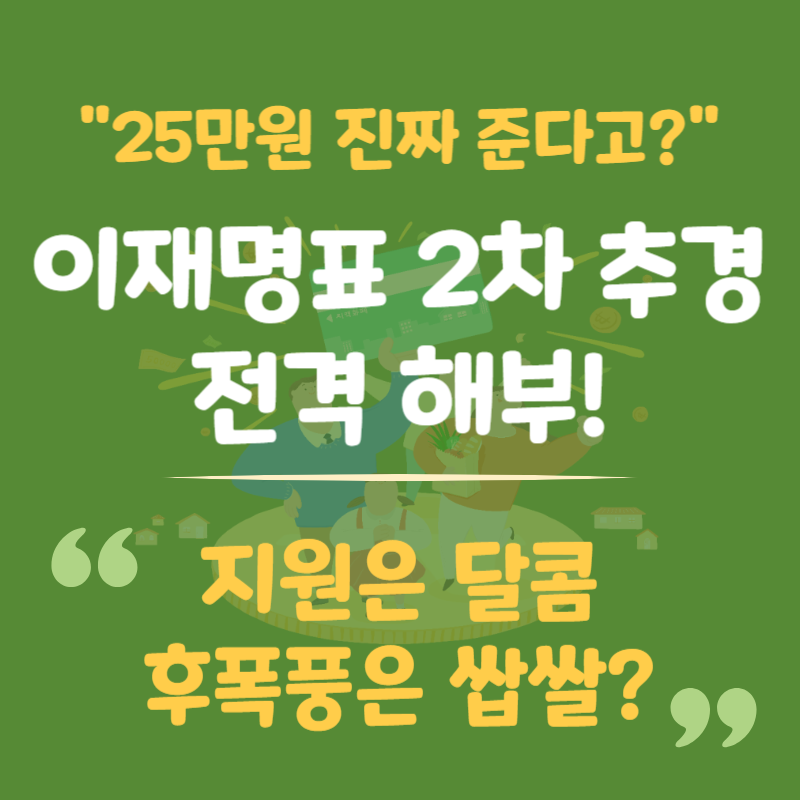 전 국민 25만 원 지역화폐? 20조원 추경, 이재명 정부의 첫 승부수!