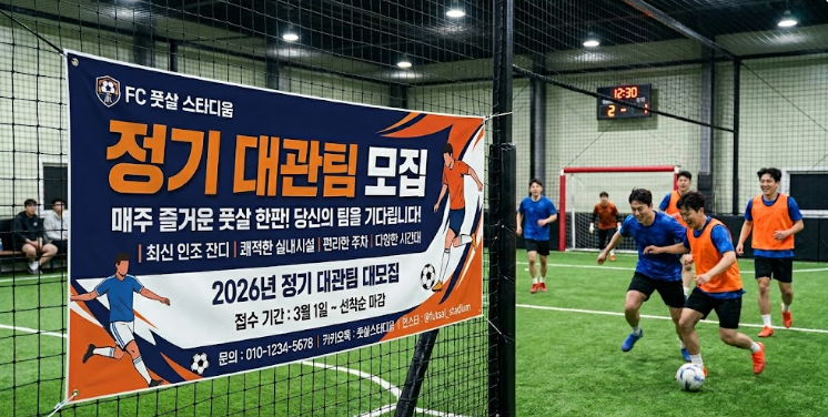 풋살장 정기대관팀 모집(오프라인 현수막)