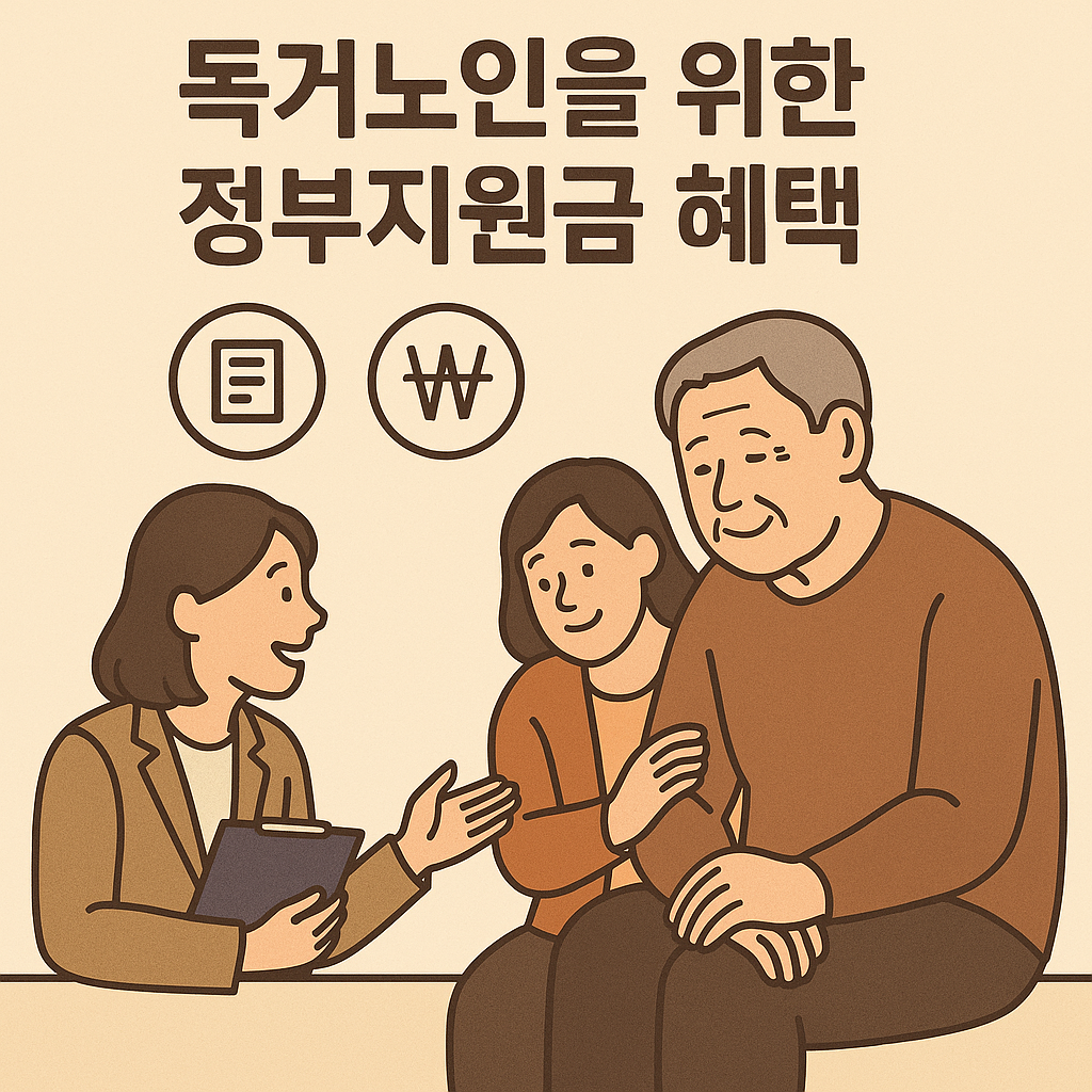 독거노인을 위한 정부지원금 혜택 포스터 이미지