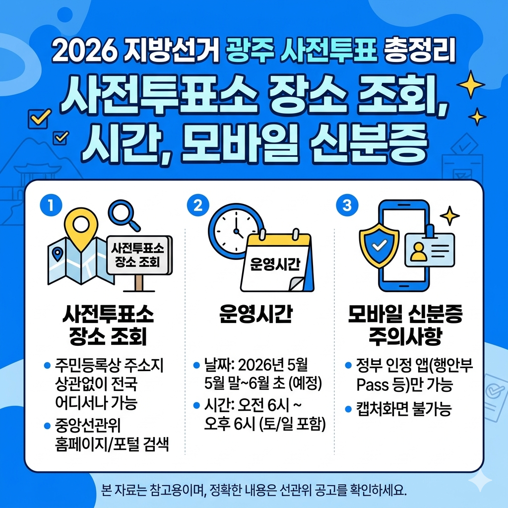 2026 지방선거 광주 사전투표 장소 확인하기