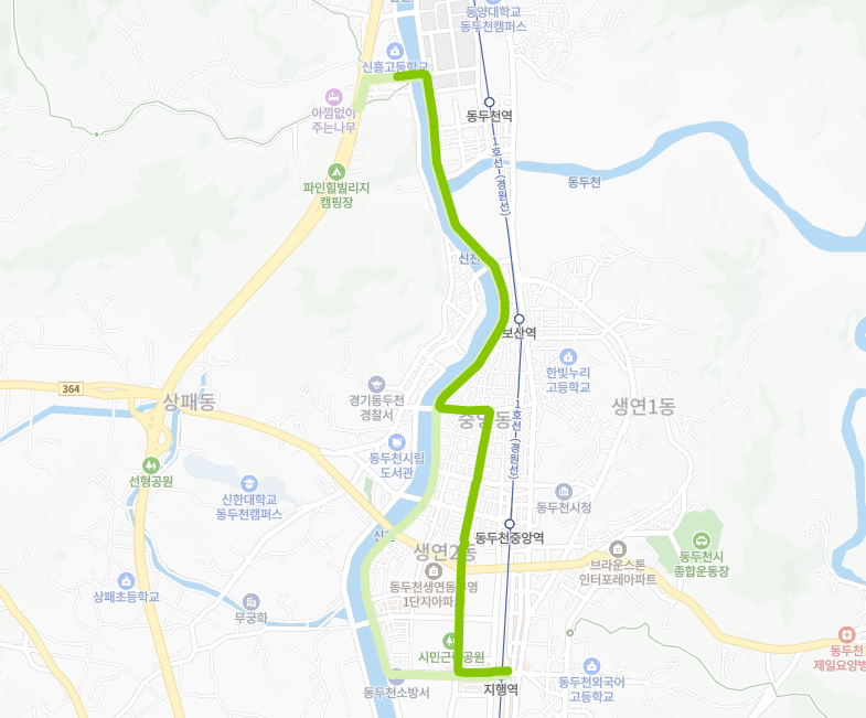 동두천-91-3번-버스-노선-지도