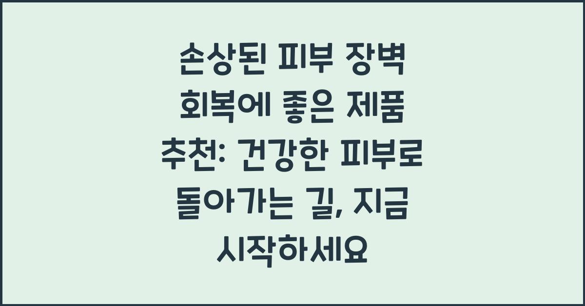 손상된 피부 장벽 회복에 좋은 제품 추천: 건강한 피부로 돌아가는 길