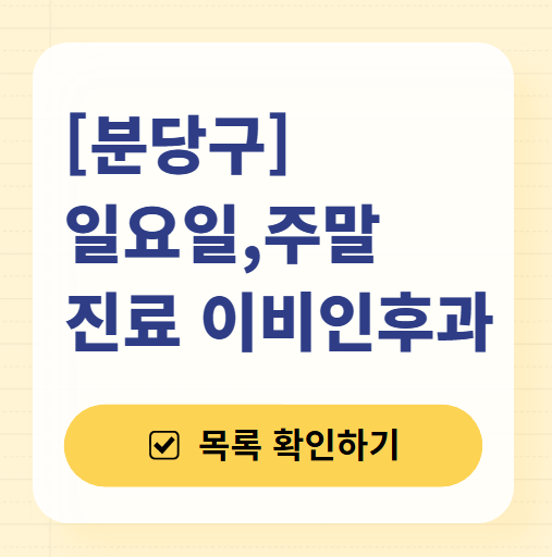 분당 일요일 문 여는 이비인후과 목록 ❘ 토요일 공휴일 주말 진료 병원 찾기