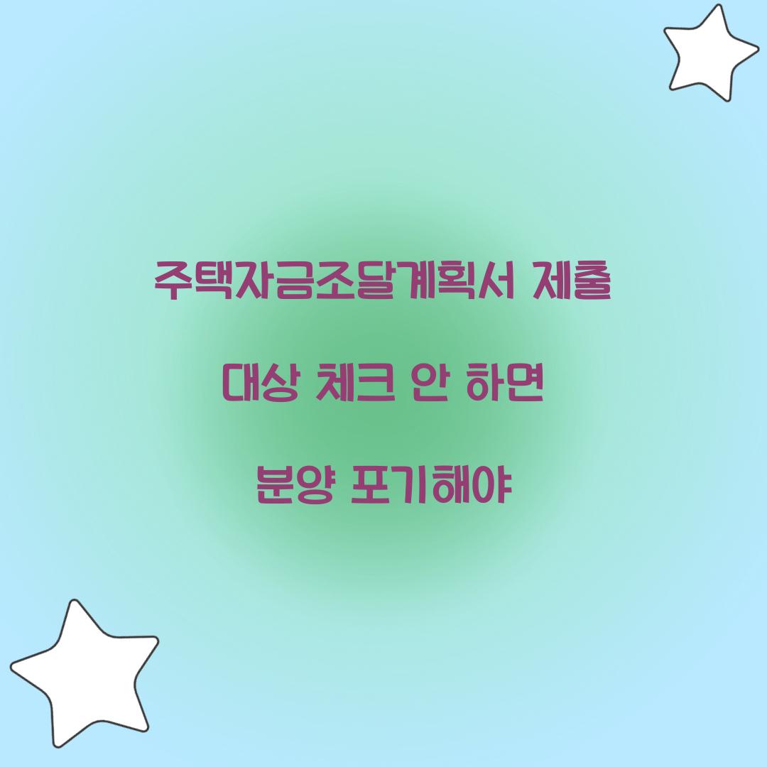 주택자금조달계획서 제출 대상 체크 안 하면 분양 포기해야