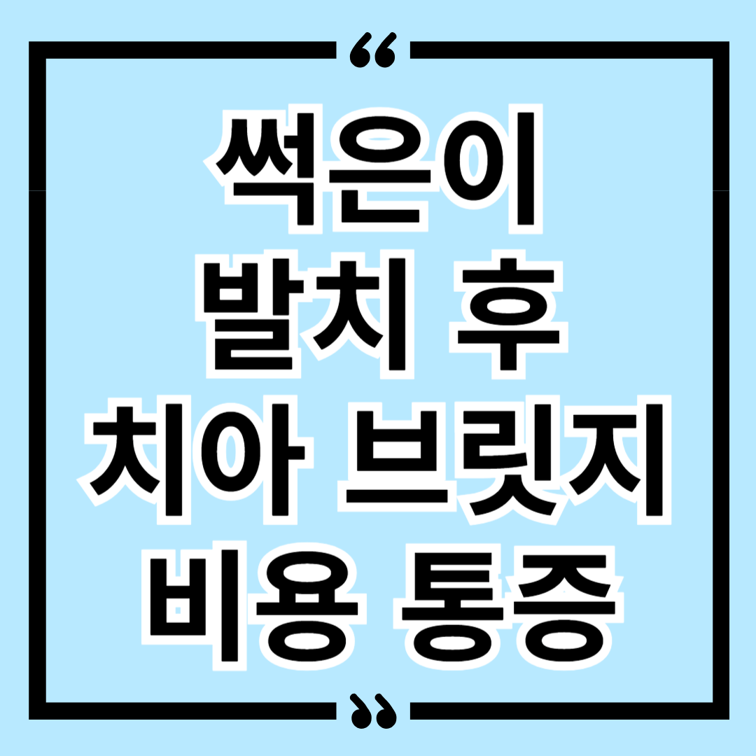 썩은이 발치 후 치아 브릿지 비용 통증