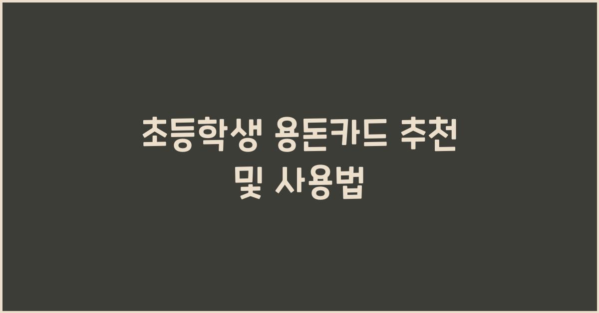 초등학생 용돈카드 추천 및 사용법