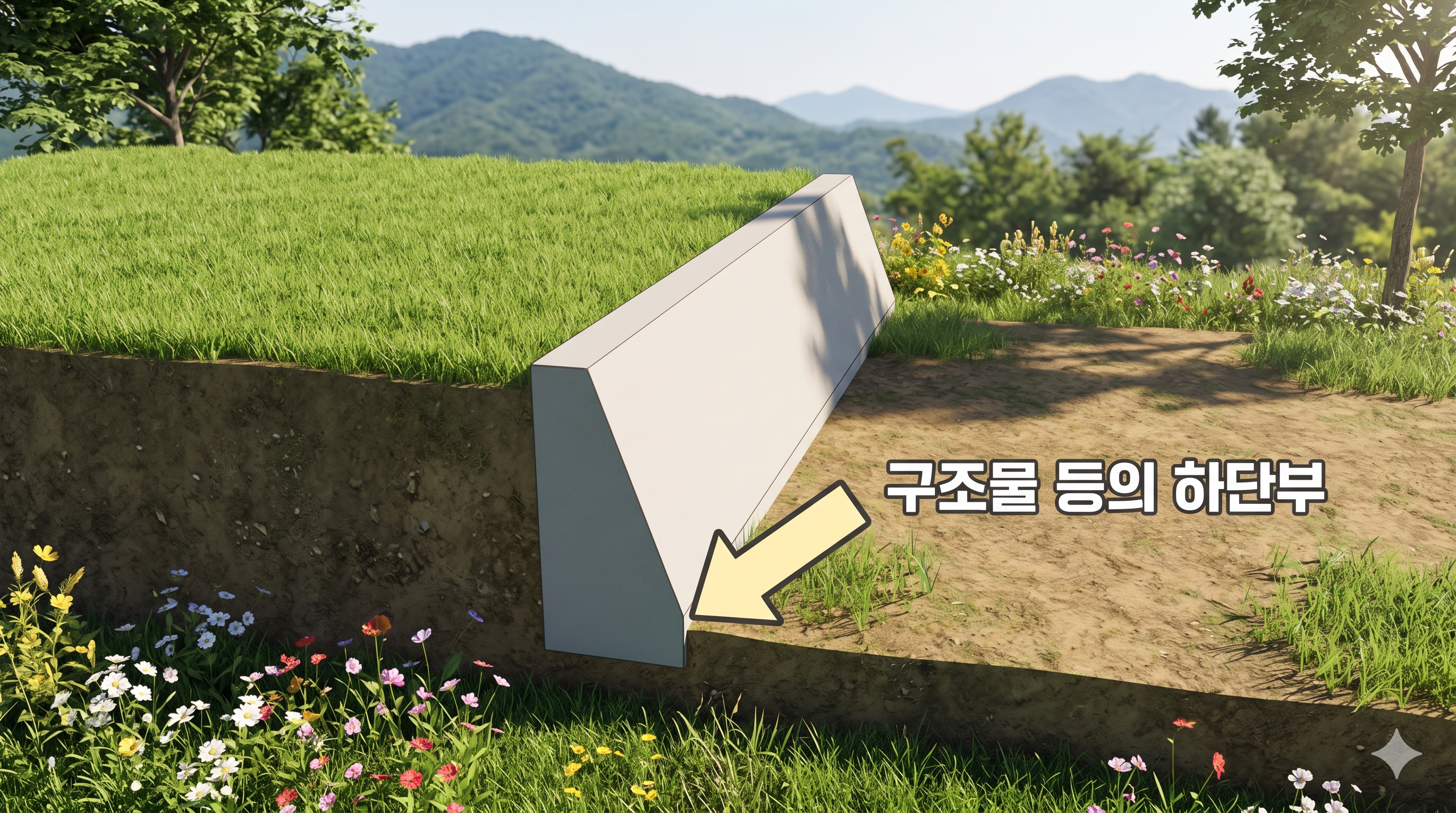 구조물 등의 하단부