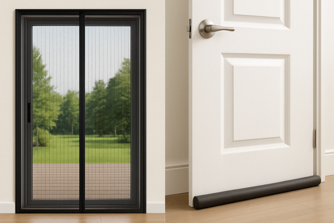 창문용 자석 방충망과 문 아래 틈새를 막아주는 문틈 차단 바람막이 제품