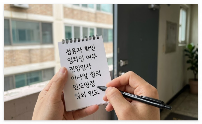 부동산 경매 명도 체크리스트와 점유자 확인 메모 사진