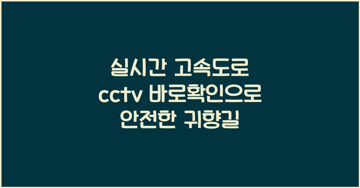 실시간 고속도로 cctv 바로확인