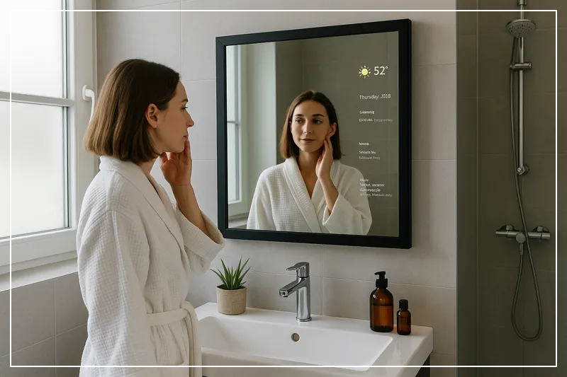 일상 속에서 날씨와 일정을 확인할 수 있는 욕실용 스마트 미러
