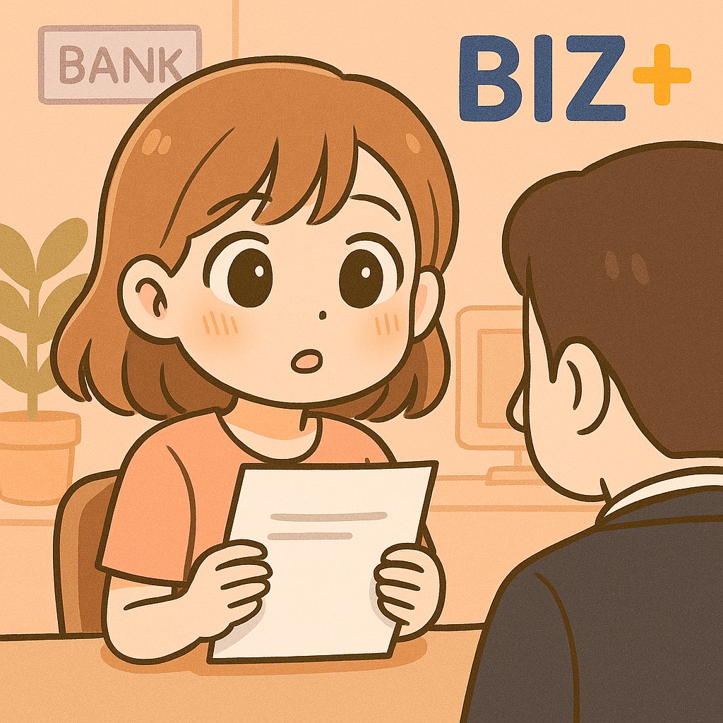 헤롱이가 BIZ+ 상담을 위해 은행 직원과 대화하는 모습