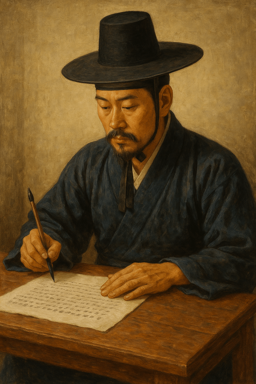 글을 쓰고 있는 장영실의 모습
