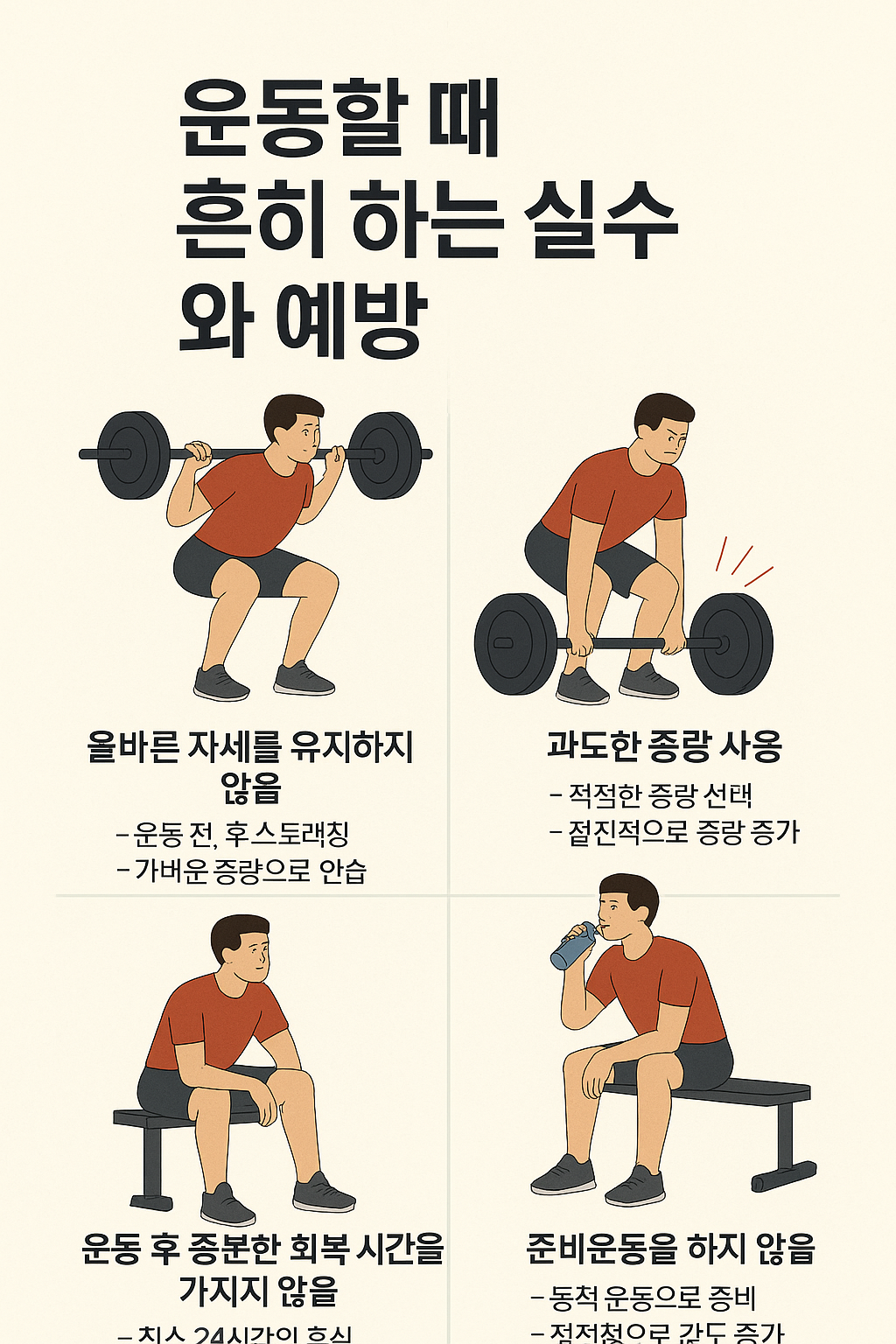 운동할 때 흔히 하는 실수와 예방