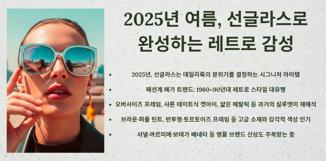 2025년 여름, 선글라스로 완성하는 레트로 감성