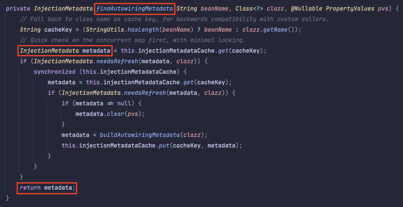 findAutowiringMetadata 메서드